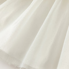 Dave&Bella Girls Autumn Sweet Beige Mesh Flower Embroidery Princess Dress