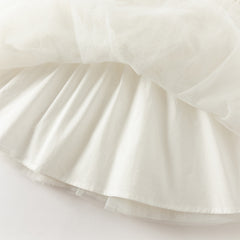 Dave&Bella Girls Autumn Sweet Beige Mesh Flower Embroidery Princess Dress