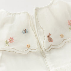 Dave&Bella Girls Autumn Sweet Beige Mesh Flower Embroidery Princess Dress