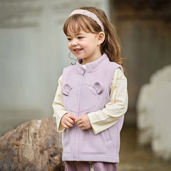 Dave&Bella Toddler Girls Autumn Soft Khaki/Purple Fleece Vest Tops