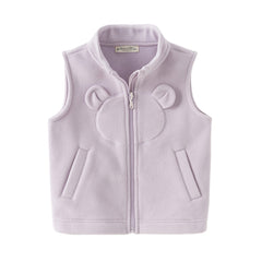 Dave&Bella Toddler Girls Autumn Soft Khaki/Purple Fleece Vest Tops
