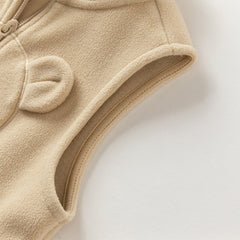 Dave&Bella Toddler Girls Autumn Soft Khaki/Purple Fleece Vest Tops