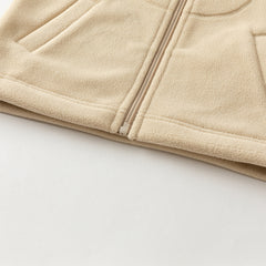 Dave&Bella Toddler Girls Autumn Soft Khaki/Purple Fleece Vest Tops