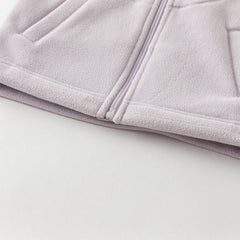 Dave&Bella Toddler Girls Autumn Soft Khaki/Purple Fleece Vest Tops