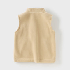 Dave&Bella Toddler Girls Autumn Soft Khaki/Purple Fleece Vest Tops