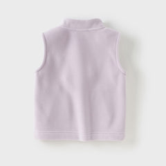 Dave&Bella Toddler Girls Autumn Soft Khaki/Purple Fleece Vest Tops