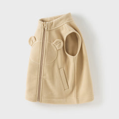 Dave&Bella Toddler Girls Autumn Soft Khaki/Purple Fleece Vest Tops