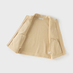 Dave&Bella Toddler Girls Autumn Soft Khaki/Purple Fleece Vest Tops