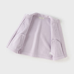 Dave&Bella Toddler Girls Autumn Soft Khaki/Purple Fleece Vest Tops