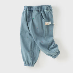 Dave&Bella Girls Autumn Light Blue Loose Toddler Jeans Pants