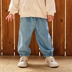 Dave&Bella Girls Autumn Light Blue Loose Toddler Jeans Pants