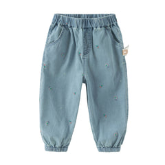 Dave&Bella Girls Autumn Light Blue Loose Toddler Jeans Pants
