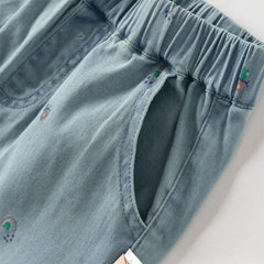 Dave&Bella Girls Autumn Light Blue Loose Toddler Jeans Pants