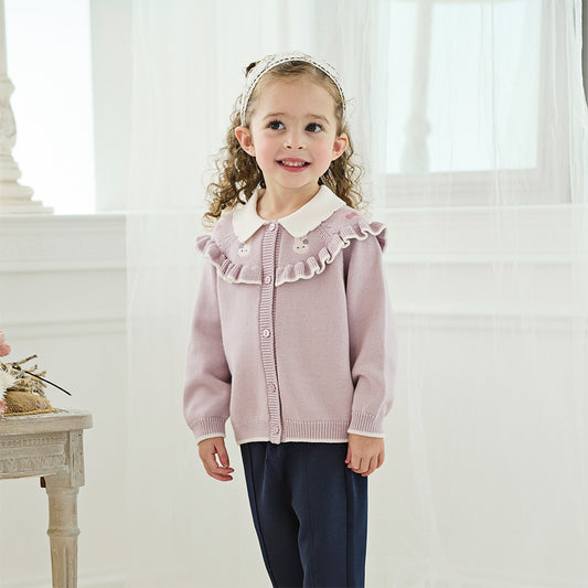 Dave&Bella Girls Autumn Cotton Sweet Casual Sweater Cardigan Coat Top