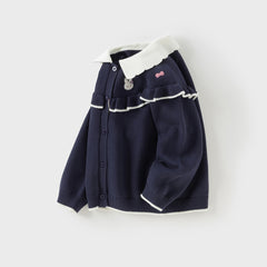 Dave&Bella Girls Autumn Cotton Sweet Casual Sweater Cardigan Coat Top