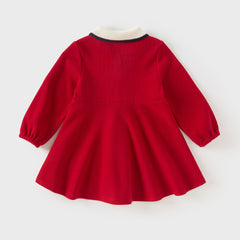 Dave&Bella Toddler Pure Cotton 2025 Red Princess Dress
