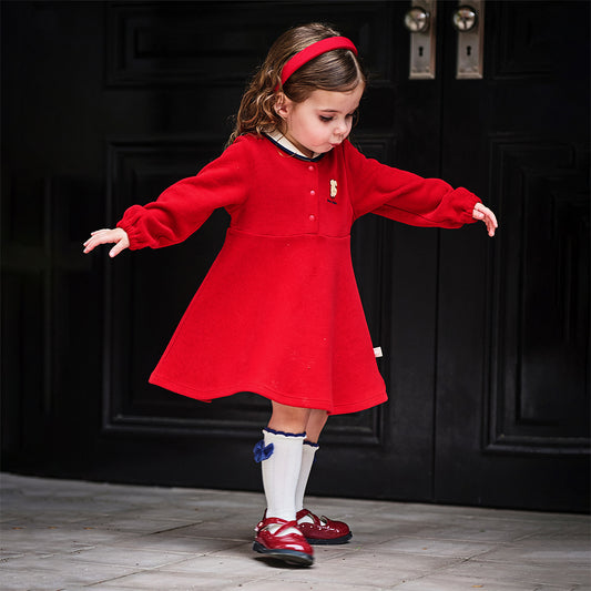 Dave&Bella Toddler Pure Cotton 2025 Red Princess Dress