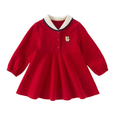 Dave&Bella Toddler Pure Cotton 2025 Red Princess Dress