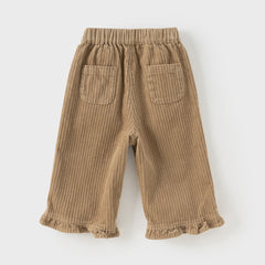 Dave&Bella Toddler Girls Autumn Cotton Lightweight Lace Cotton Straight Leg Pants