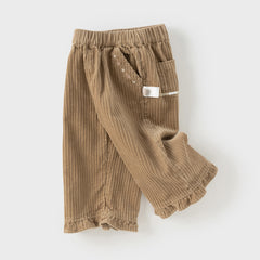 Dave&Bella Toddler Girls Autumn Cotton Lightweight Lace Cotton Straight Leg Pants