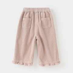 Dave&Bella Toddler Girls Autumn Cotton Lightweight Lace Cotton Straight Leg Pants