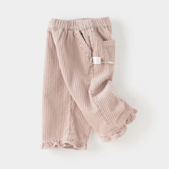 Dave&Bella Toddler Girls Autumn Cotton Lightweight Lace Cotton Straight Leg Pants