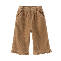 Dave&Bella Toddler Girls Autumn Cotton Lightweight Lace Cotton Straight Leg Pants