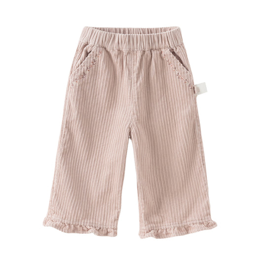 Dave&Bella Toddler Girls Autumn Cotton Lightweight Lace Cotton Straight Leg Pants