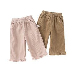 Dave&Bella Toddler Girls Autumn Cotton Lightweight Lace Cotton Straight Leg Pants