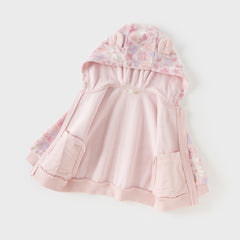 Dave&Bella Girls Autumn Cute Pink Floral Print Hooded Fleece Jacket