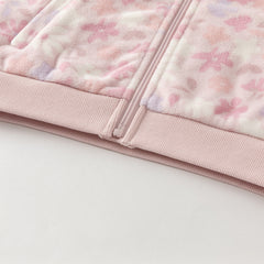Dave&Bella Girls Autumn Cute Pink Floral Print Hooded Fleece Jacket