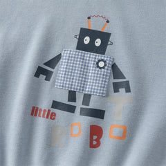 Dave&Bella Toddler Boys Autumn Cartoon Print Grey Blue Playful Sweatshirts Tops