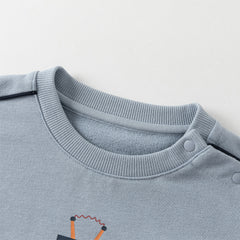 Dave&Bella Toddler Boys Autumn Cartoon Print Grey Blue Playful Sweatshirts Tops