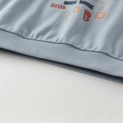 Dave&Bella Toddler Boys Autumn Cartoon Print Grey Blue Playful Sweatshirts Tops