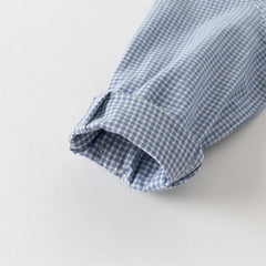 Dave&Bella Toddler Boys Blue Plaid Cotton College-style Shirts Tops