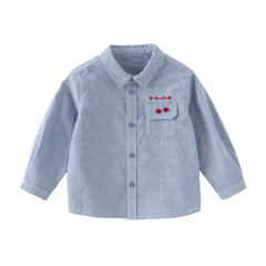 Dave&Bella Toddler Boys Blue Plaid Cotton College-style Shirts Tops