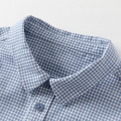 Dave&Bella Toddler Boys Blue Plaid Cotton College-style Shirts Tops