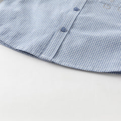 Dave&Bella Toddler Boys Blue Plaid Cotton College-style Shirts Tops