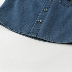 Dave&Bella Toddler Boys Autumn Denim Blue Cotton Hooded Cowboy Shirts Tops