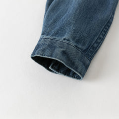 Dave&Bella Toddler Boys Autumn Denim Blue Cotton Hooded Cowboy Shirts Tops