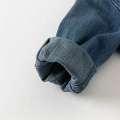 Dave&Bella Toddler Boys Autumn Denim Blue Cotton Hooded Cowboy Shirts Tops