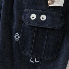 Dave&Bella Boys Autumn Denim Blue Loose Drawstring Toddler Jeans Pants