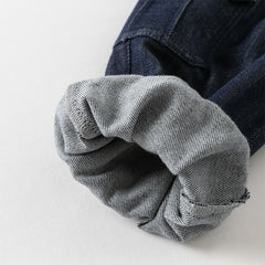 Dave&Bella Boys Autumn Denim Blue Loose Drawstring Toddler Jeans Pants