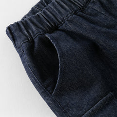 Dave&Bella Boys Autumn Denim Blue Loose Drawstring Toddler Jeans Pants