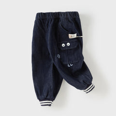 Dave&Bella Boys Autumn Denim Blue Loose Drawstring Toddler Jeans Pants