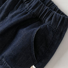 Dave&Bella Boys Autumn Denim Blue Loose Drawstring Toddler Jeans Pants