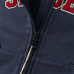 Dave&Bella Toddler Boys Autumn Navy Blue Hooded Coat Long Pants Suits Sets