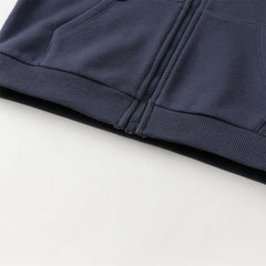 Dave&Bella Toddler Boys Autumn Navy Blue Hooded Coat Long Pants Suits Sets