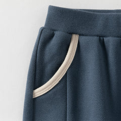 Dave&Bella Boys Autumn Beige Casual Polo Shirt Pants Two Piece Sets