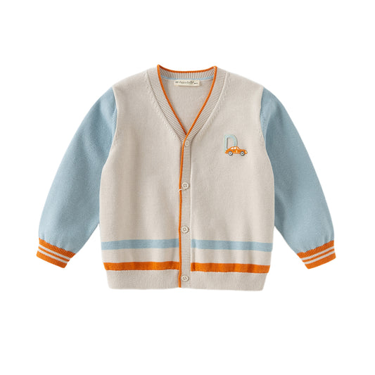 Dave&Bella Boys Autumn Cotton Light Grey Knit Cardigan Casual Jackets